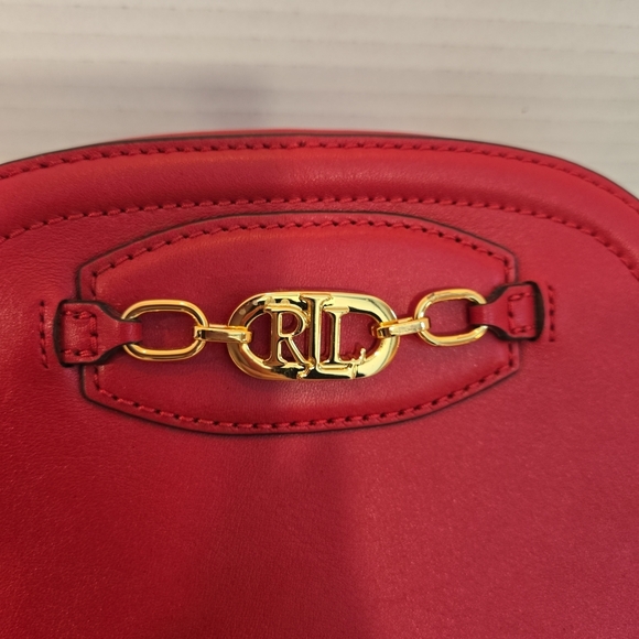 Lauren Ralph Lauren Jordann Red Leather Mini Crossbody Bag - Picture 4 of 10